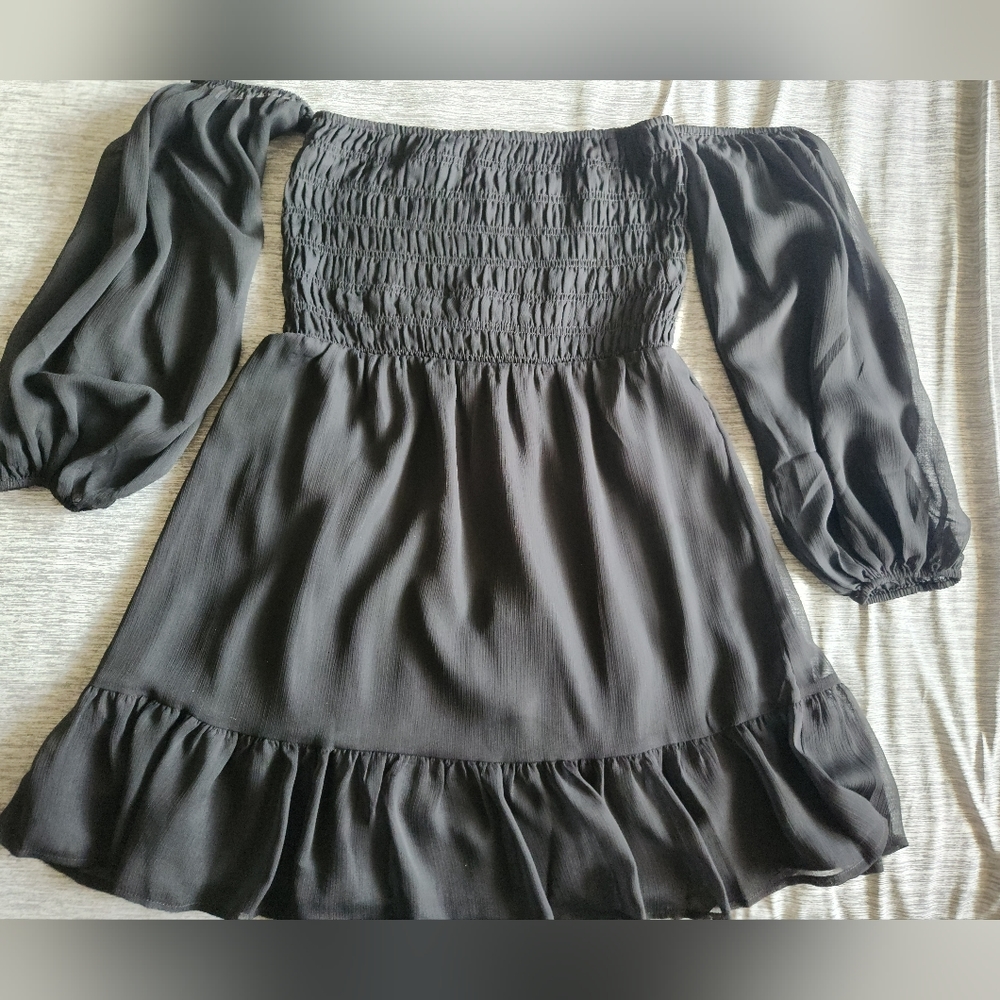 Express off the shoulder black dress.
